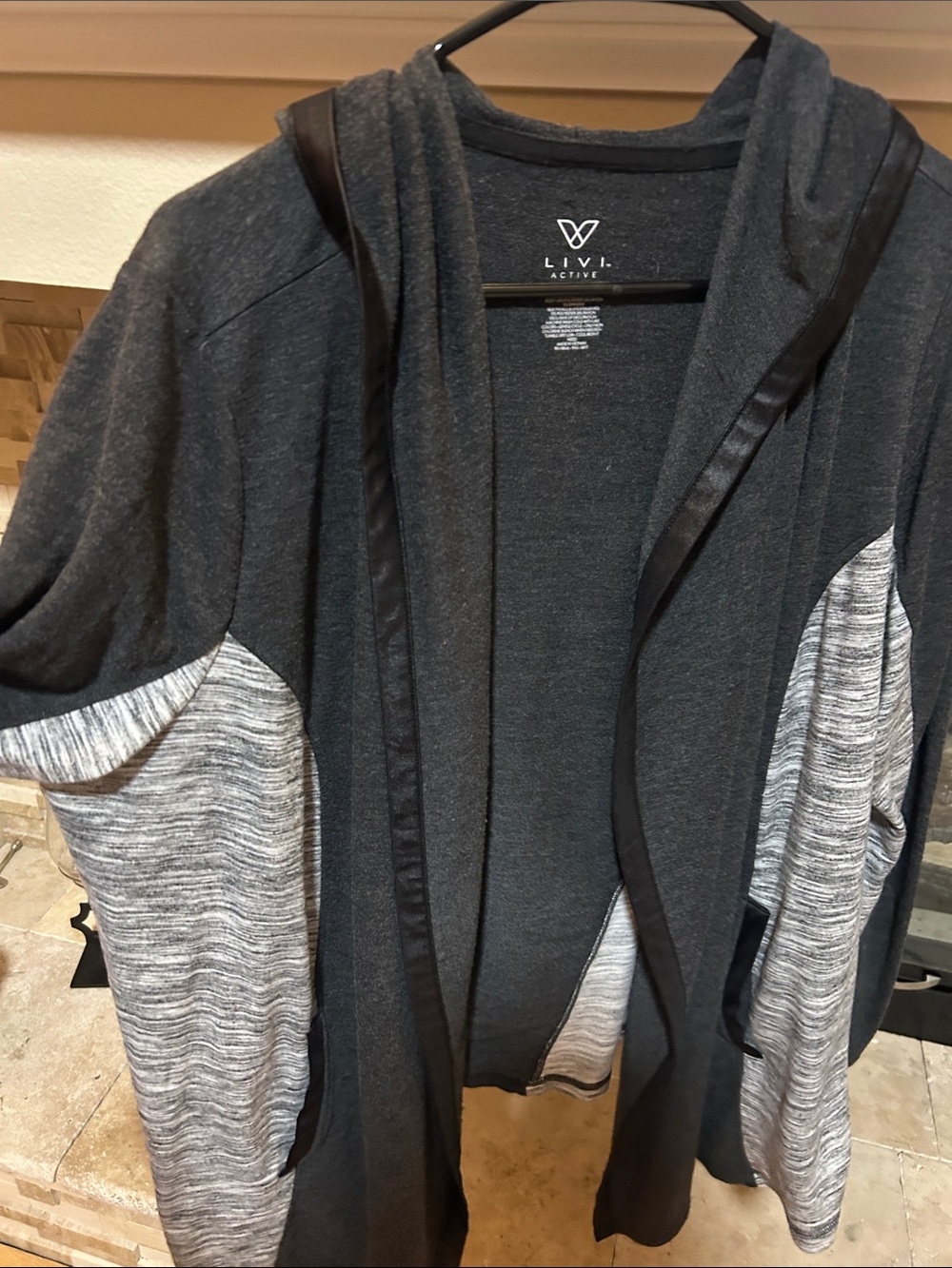 Livi Active Dark Charcoal Hoodie with Heather Gray Panels